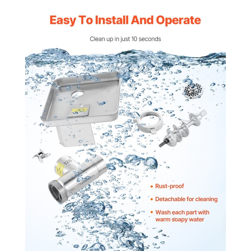 Sähköinen kolmitoiminen lihamylly ruostumatonta terästä 700 wattin kuparimoottori