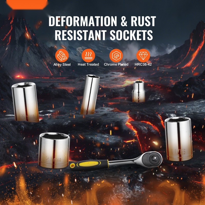 Työkalusarja 207-osainen seosteräinen mekaanikolle 1/4 3/8 1/2 tuuman hylsyillä autoihin