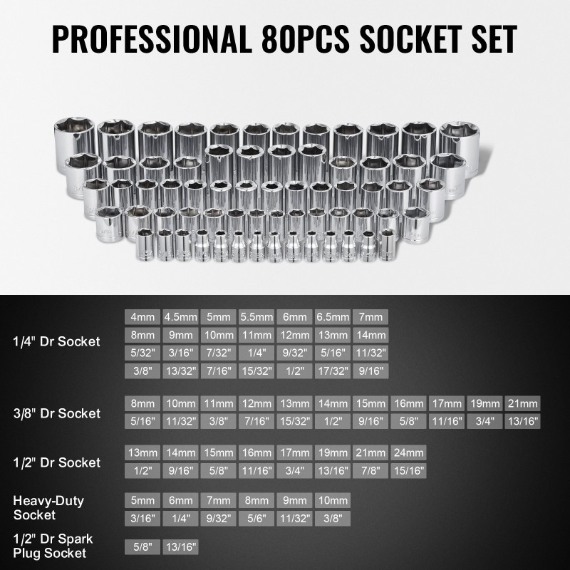 Työkalusarja 207-osainen seosteräinen mekaanikolle 1/4 3/8 1/2 tuuman hylsyillä autoihin