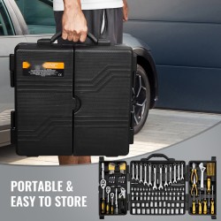 Työkalusarja 207-osainen seosteräinen mekaanikolle 1/4 3/8 1/2 tuuman hylsyillä autoihin