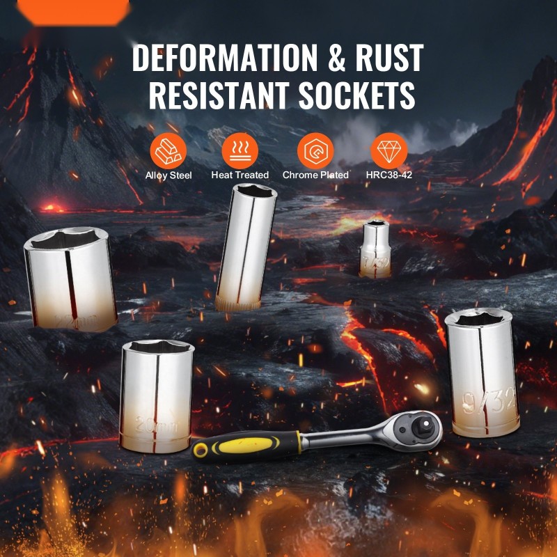 Mekaanikon 121-osainen seosteräksestä valmistettu työkalusarja 1/4" 3/8" 1/2" vetoaukoilla ajoneuvojen huoltoon