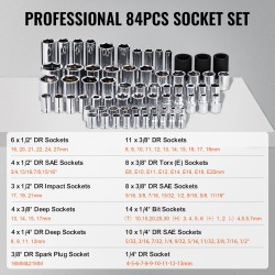 Mekaanikon 121-osainen seosteräksestä valmistettu työkalusarja 1/4" 3/8" 1/2" vetoaukoilla ajoneuvojen huoltoon