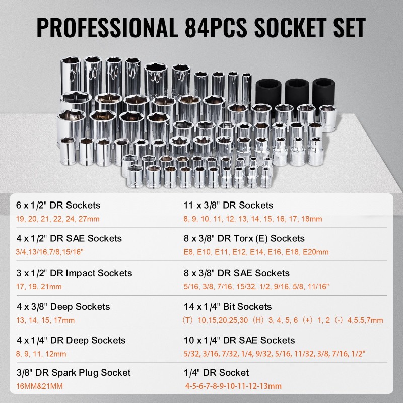Mekaanikon 121-osainen seosteräksestä valmistettu työkalusarja 1/4" 3/8" 1/2" vetoaukoilla ajoneuvojen huoltoon