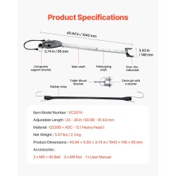 Peräpeilin tuki säädettävä 24–36 tuumaa galvanoitua metallia alle 100 hv trailereille