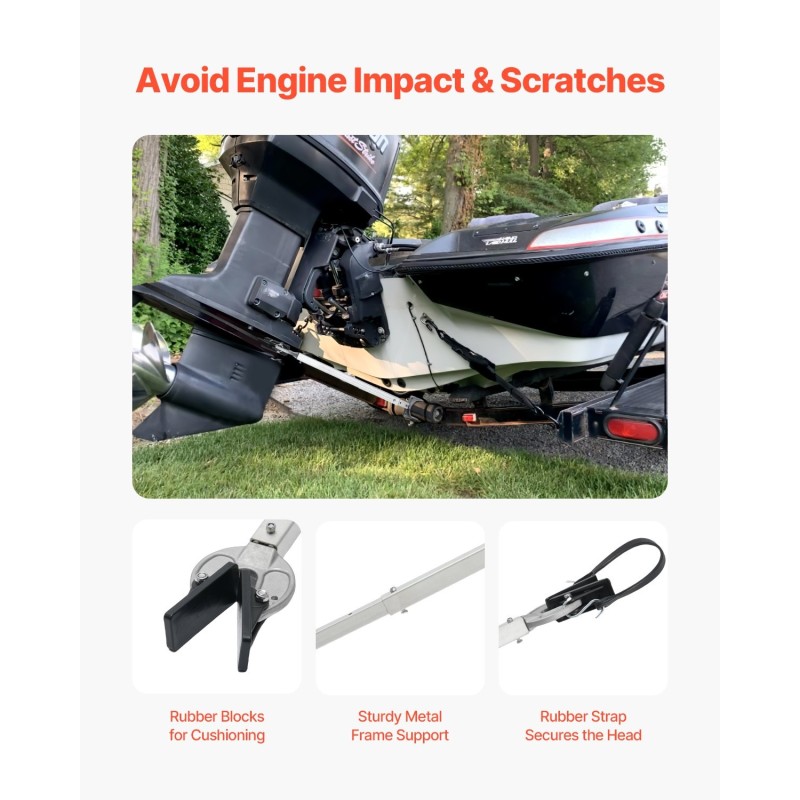 Perämoottorin tuki säädettävä 609–914 mm galvanoitu teräsrunko komposiittipää alle 100 hv