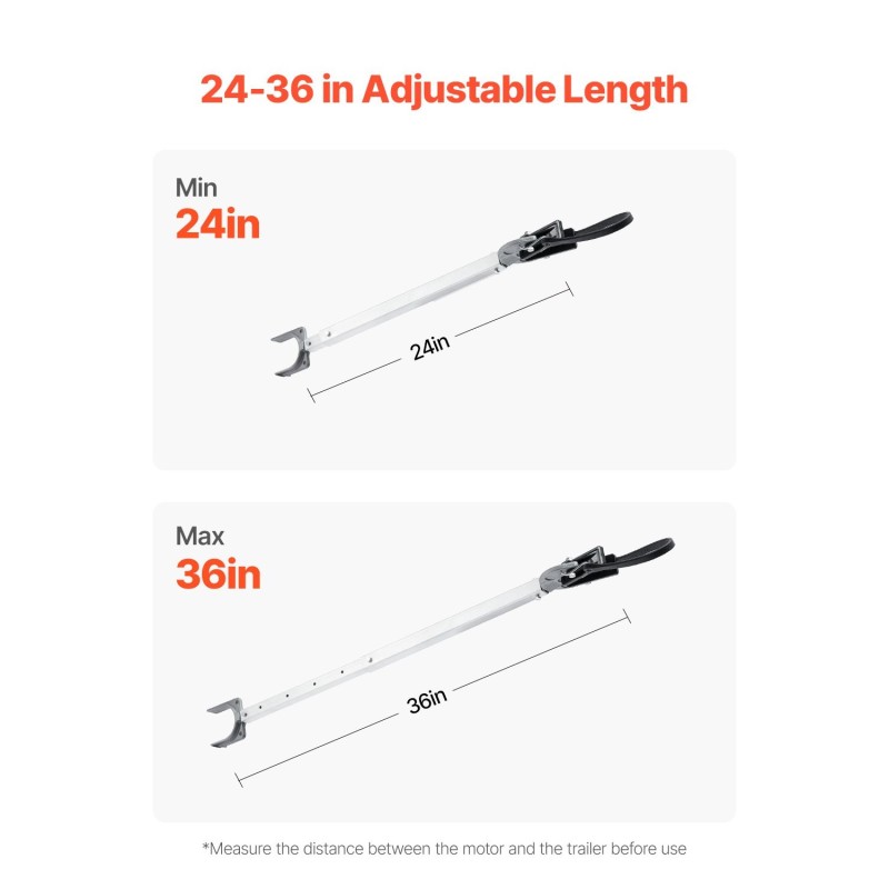 Perämoottorin tuki säädettävä 609–914 mm galvanoitu teräsrunko komposiittipää alle 100 hv