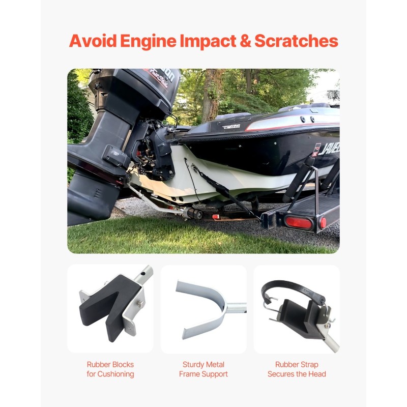 Säädettävä peräsuojatuki venetrailereihin galvanoitu metallirunko 600–1498 mm alle 150 hv