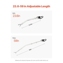 Säädettävä peräsuojatuki venetrailereihin galvanoitu metallirunko 600–1498 mm alle 150 hv