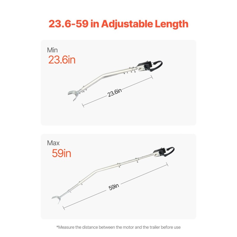 Säädettävä peräsuojatuki venetrailereihin galvanoitu metallirunko 600–1498 mm alle 150 hv