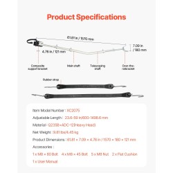 Säädettävä peräsuojatuki venetrailereihin galvanoitu metallirunko 600–1498 mm alle 150 hv