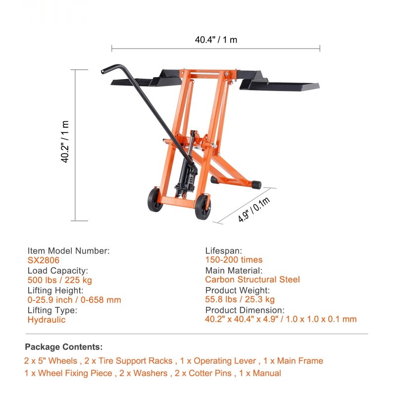 Hydraulinen ruohonleikkurinostin hiiliteräksinen 225 kg kantavuus säädettävä leveys siirrettävä pyörillä