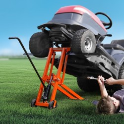 Hydraulinen ruohonleikkurinostin hiiliteräksinen 225 kg kantavuus säädettävä leveys siirrettävä pyörillä