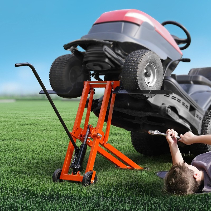 Hydraulinen ruohonleikkurinostin hiiliteräksinen 225 kg kantavuus säädettävä leveys siirrettävä pyörillä