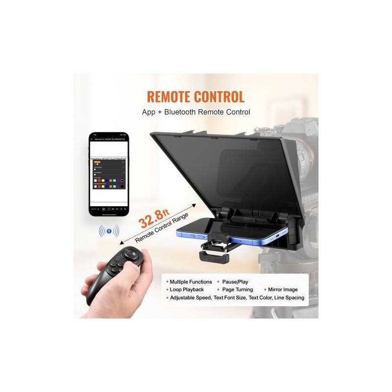 Pöytäteleprompteri 8 tuuman 70 prosenttia läpäisevä heijastuslasi järjestelmäkamera webkamera älypuhelintuki