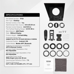 Pöytäteleprompteri 8 tuuman 70 prosenttia läpäisevä heijastuslasi järjestelmäkamera webkamera älypuhelintuki