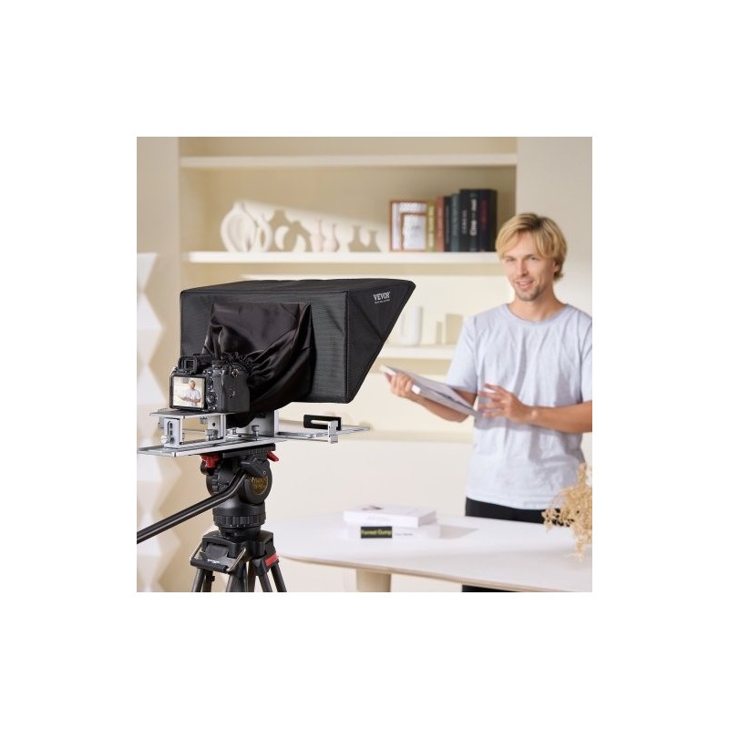 Lattiamallinen teleprompteri alumiiniseos 16 tuumaa puoliläpäisevällä peilillä tukee älypuhelimia Bluetooth-kaukosäätimellä