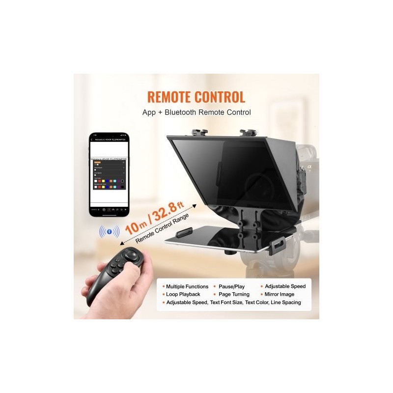 Lattiamallinen 13-tuumainen teleprompteri sinkitty teräslevy 70% valonläpäisy tukee DSLR-kameroita ja 11-tuumaisia älypuhelimia