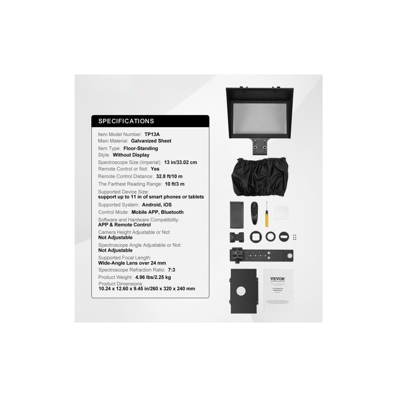 Lattiamallinen 13-tuumainen teleprompteri sinkitty teräslevy 70% valonläpäisy tukee DSLR-kameroita ja 11-tuumaisia älypuhelimia