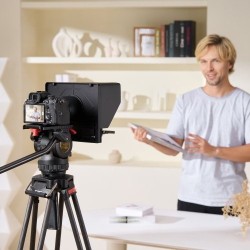 Pöytäteleprompteri 10-tuumainen alumiiniseoksesta ja ABS-muovista tukee järjestelmäkameraa ja älypuhelimia