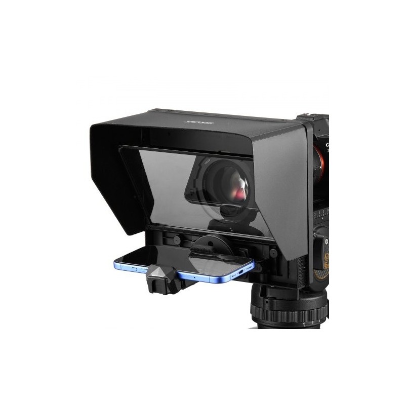 Pöytäteleprompteri 10-tuumainen alumiiniseoksesta ja ABS-muovista tukee järjestelmäkameraa ja älypuhelimia