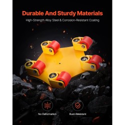 Koneenkuljetusalusta seosteräksestä 3992 kg kantavuus 360° kääntyvillä polyuretaanipyörillä