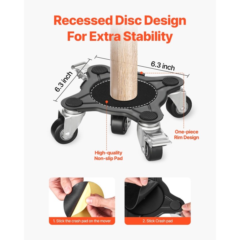 Huonekalukuljetin hiiliteräksinen 4 alusta 544 kg kantavuus 5 kääntyvää pyörää kodinkoneiden siirtoon