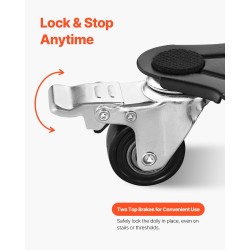 Huonekalukuljetin hiiliteräksinen 4 alusta 544 kg kantavuus 5 kääntyvää pyörää kodinkoneiden siirtoon