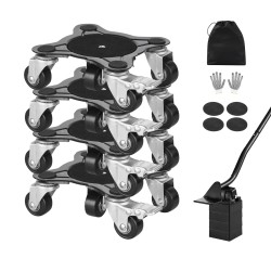 Huonekalukuljetin hiiliteräksinen 4 alusta 544 kg kantavuus 5 kääntyvää pyörää kodinkoneiden siirtoon