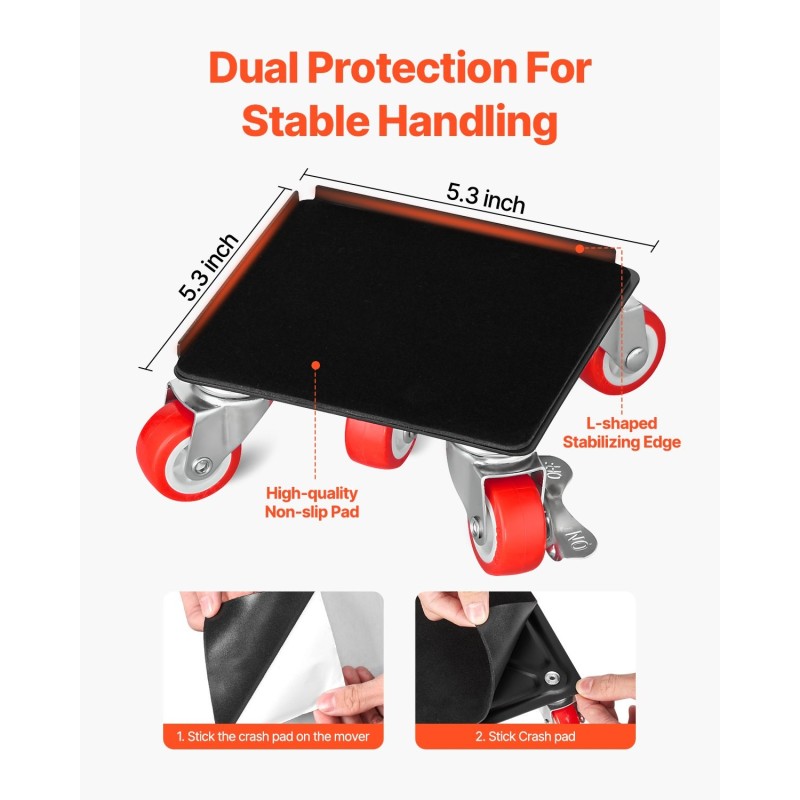 Huonekalualustasarja hiiliteräs 4 kpl 544 kg kantavuus 5 kääntyvää pyörää alustaa kohti