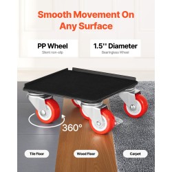 Huonekalualustasarja hiiliteräs 4 kpl 544 kg kantavuus 5 kääntyvää pyörää alustaa kohti