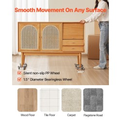 Huonekalujen ja kodinkoneiden siirtovaunasetti 4 kpl hiiliteräs 200 kg kolmipyöräinen