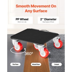 Huonekalusiirrin neljän alustan hiiliteräs 1575 kilogramman kantavuus 360 asteen pyörät