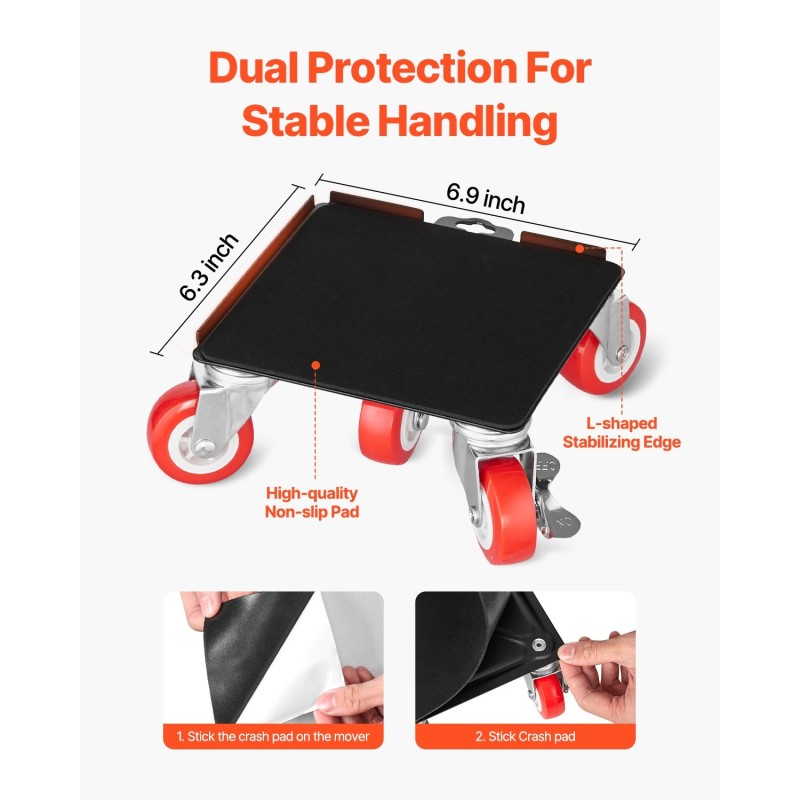 Huonekalukärryt hiiliterästä 4 kpl kantavuus 1575 kg 5 kääntyvää pyörää