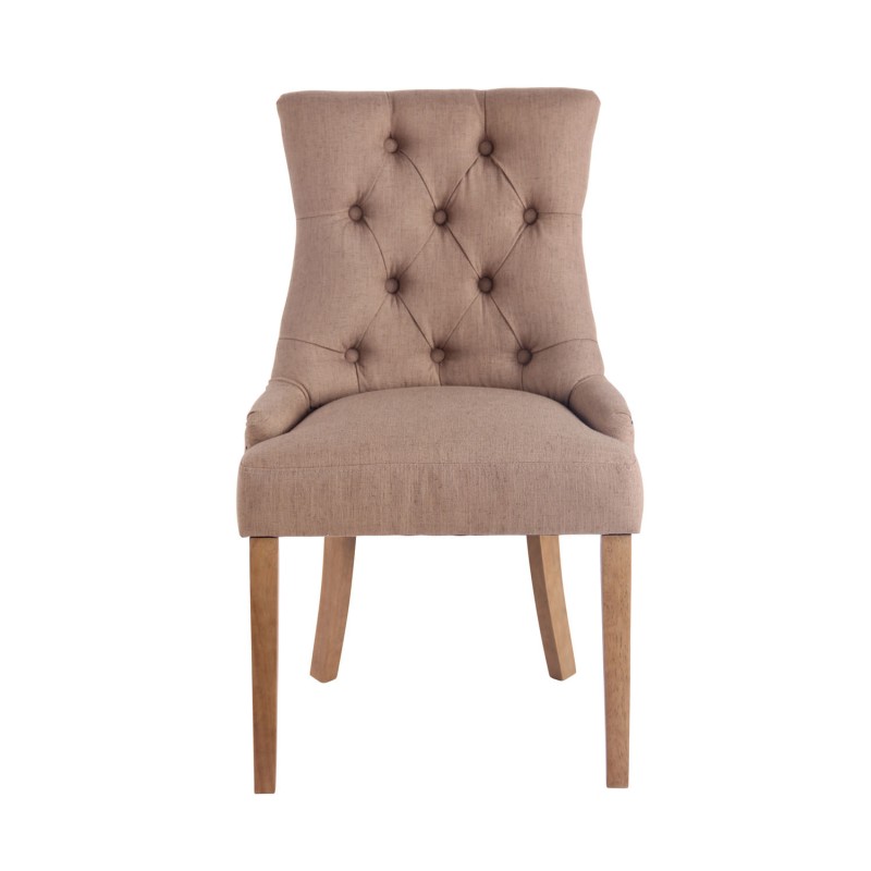 Tyylikäs pehmustettu ruokapöydän tuoli kankaalla ja puujaloilla