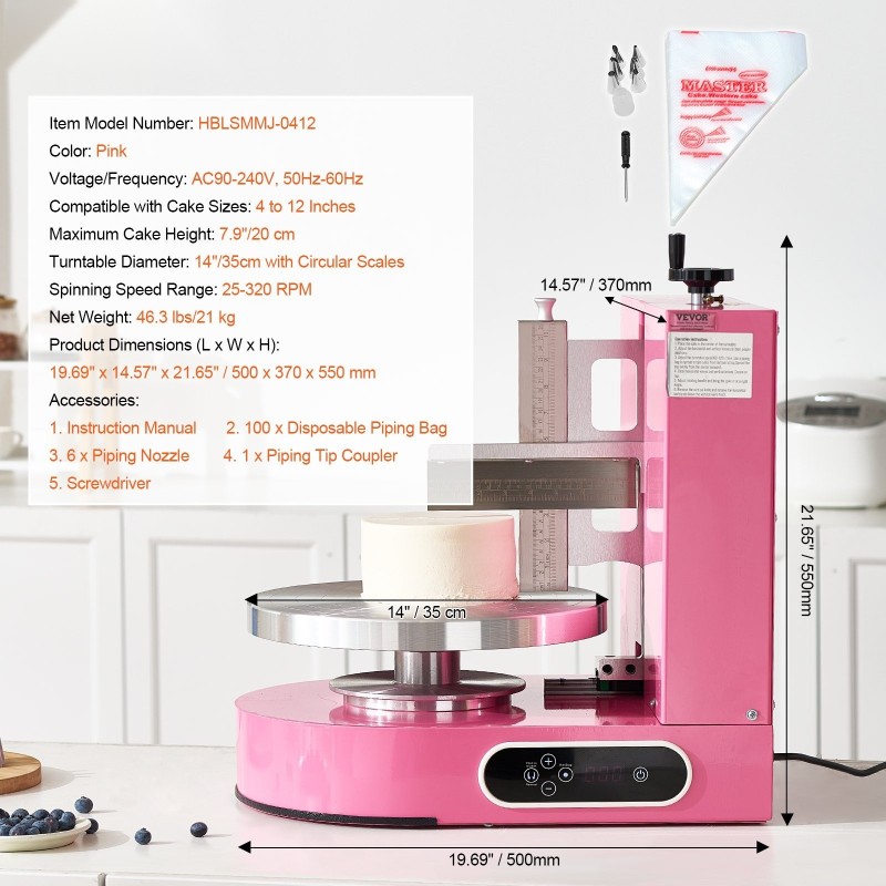 Kakunkoristelukone 4–12 tuuman 35 cm pyörivä alusta säädettävä kaavin 25–320 kierrosta minuutissa