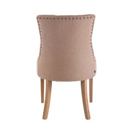Tyylikäs pehmustettu ruokapöydän tuoli kankaalla ja puujaloilla