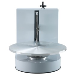 Kakunkoristelukone 4–16 tuuman kakkuihin 20 senttimetrin korkeuteen säädettävällä kaavimella valkoinen