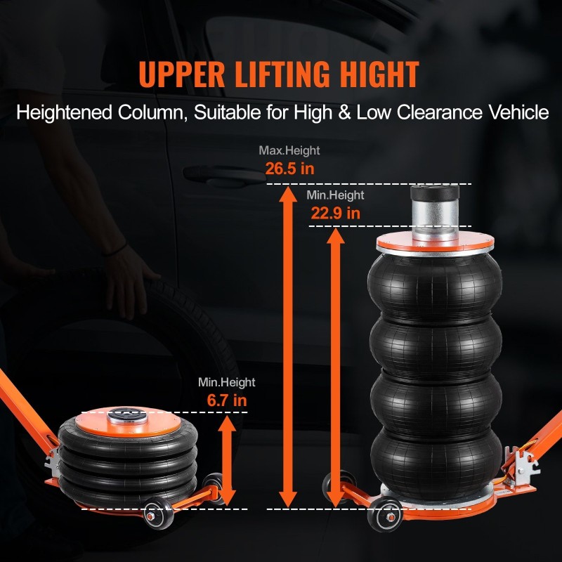 Pneumaattinen ilmatunkki 6 tonnia 6-osainen teräsputkirakenne säädettävä kahva kumityyny sedaneille maastoautoille