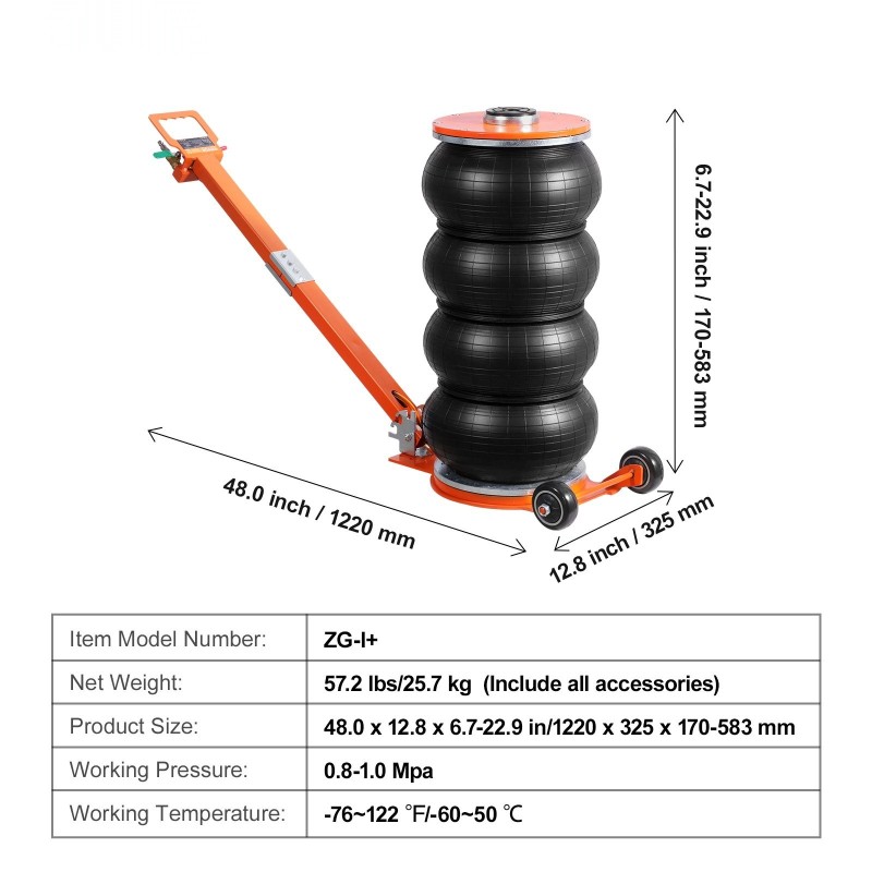 Pneumaattinen ilmatunkki 6 tonnia 6-osainen teräsputkirakenne säädettävä kahva kumityyny sedaneille maastoautoille