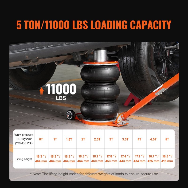 Pneumaattinen ilmatunkki viiden tonnin kuusiosainen teräsputki säädettävä kahva paksu kumityyny