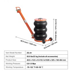 Pneumaattinen ilmatunkki viiden tonnin kuusiosainen teräsputki säädettävä kahva paksu kumityyny