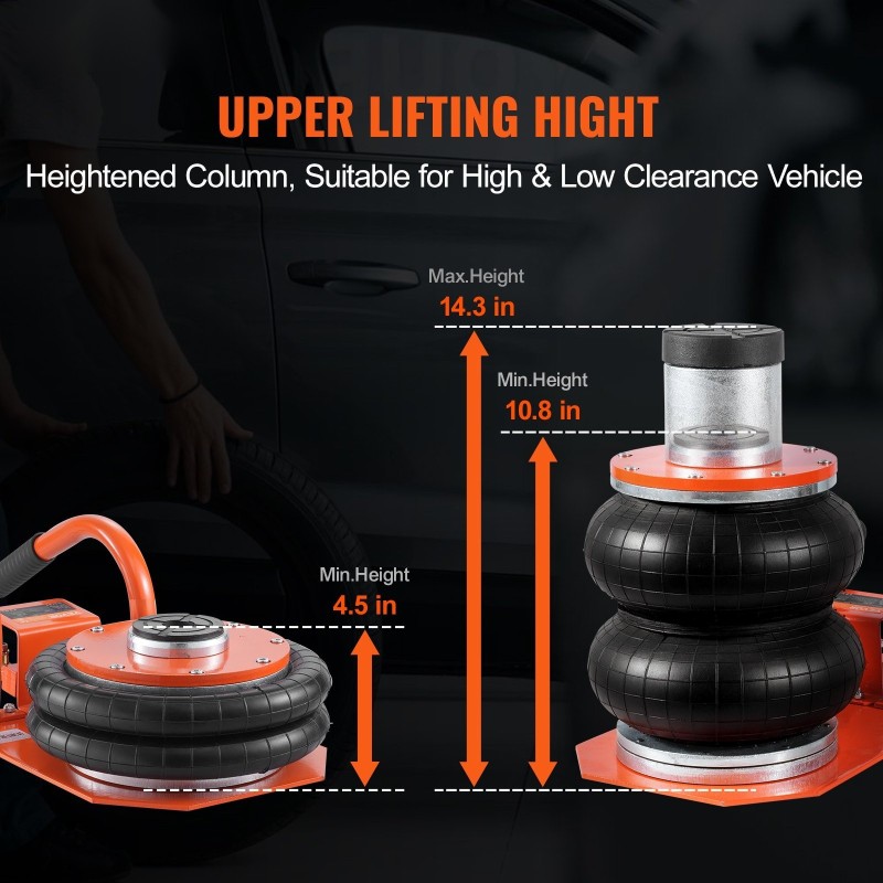 Paineilmatunkki 3 tonnin matalaprofiili korotetulla pylväällä henkilöautoille ja pickup-autoille