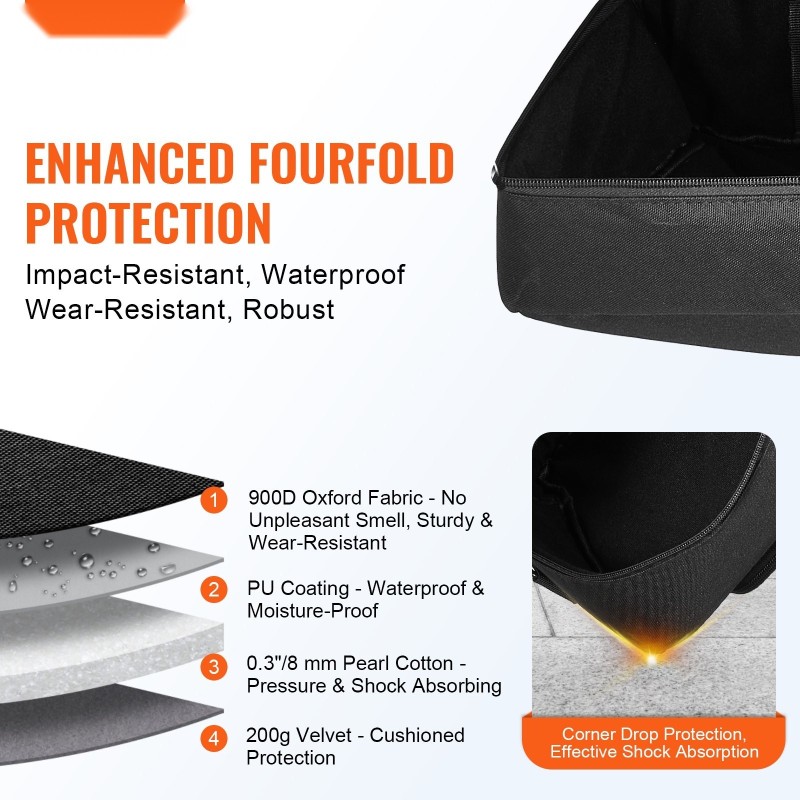 Kaukoputkilaukku 900D Oxford-kangas PU-pinnoite 1040 mm iskunvaimentava irrotettava jakaja