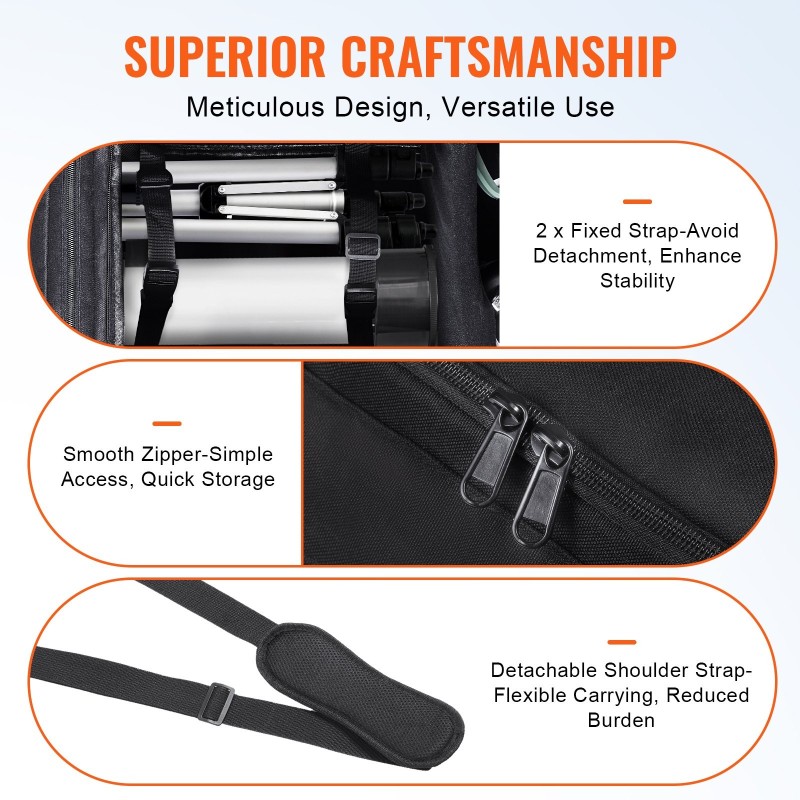 Teleskoopin kuljetuslaukku 560 mm 900D Oxford kangas PU-pinnoite irrotettava välijakaja