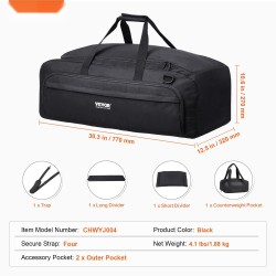 Kaukoputkilaukku 770 mm 900D Oxford-kangas PU-pinnoite pehmustettu irrotettavalla väliseinällä vastapainotaskulla