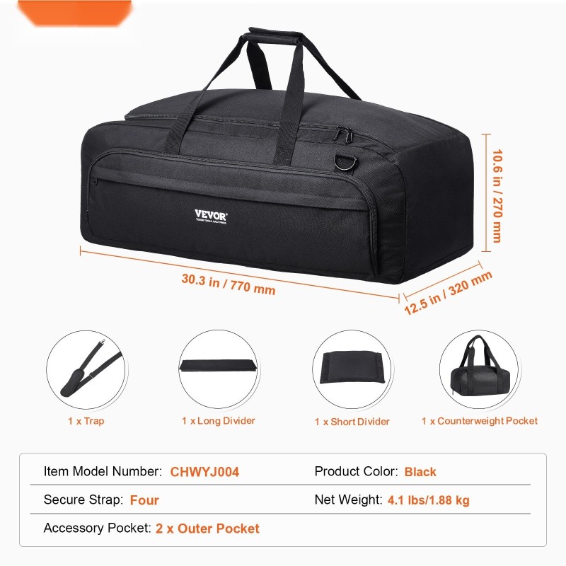 Kaukoputkilaukku 770 mm 900D Oxford-kangas PU-pinnoite pehmustettu irrotettavalla väliseinällä vastapainotaskulla