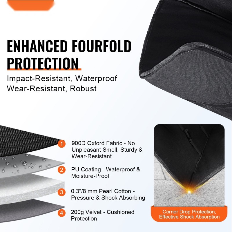 Kaukoputkilaukku 760 mm 900D-kangas vedenpitävä PU-pinnoite pehmustettu säilytysreppu taskuilla