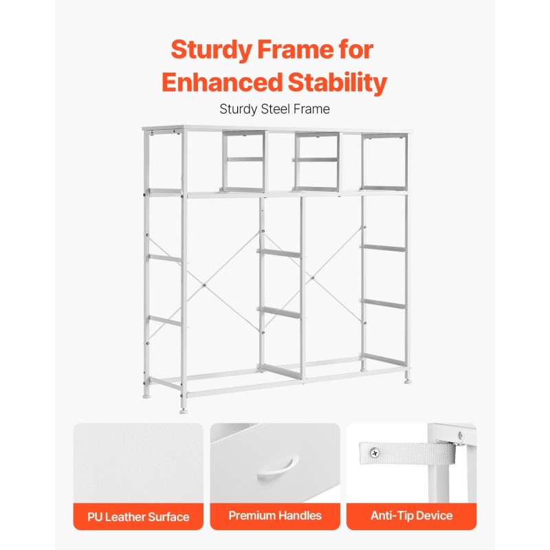 Kangaslaatikosto 10 laatikkoa teräsrunko hengittävä kuitukangas makuuhuoneeseen