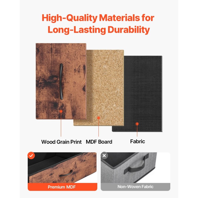 Lipasto korkea kapea kuusi laatikkoa tukeva teräsrunko kangaslaatikot rustiikinruskea