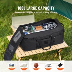 Taktinen urheilukassi 100 l 600D polyesteri musta MOLLE-kiinnitykset